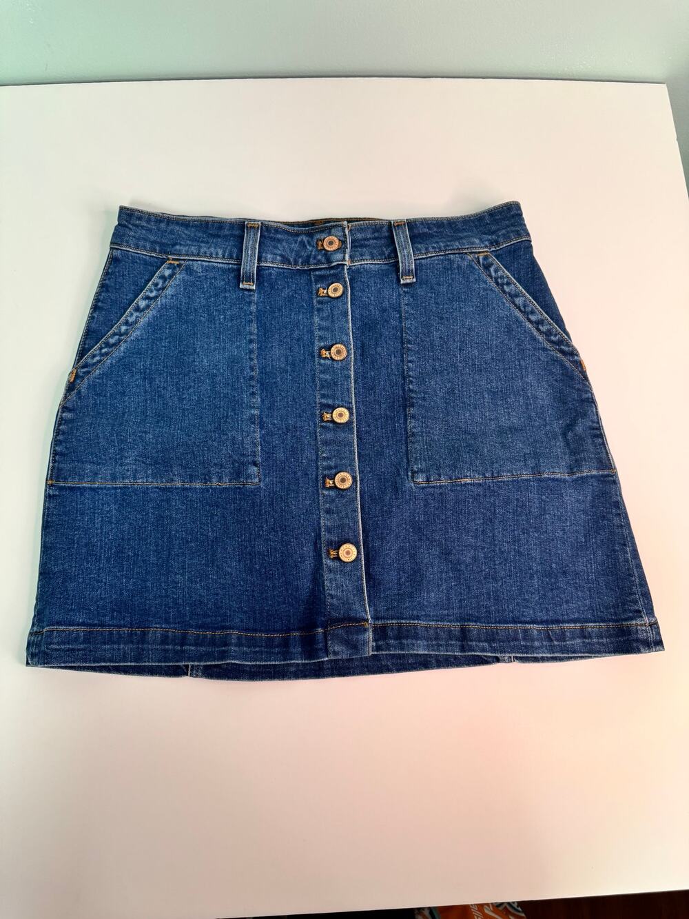 EUC! J. Crew Mercantile Button Down Jean Skirt - Blue - Size 8